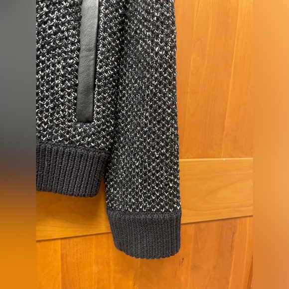 Rag and Bone ladies button down sweater jacket leather trim LIKE NEW! Size M - Picture 10 of 11